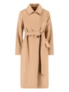 Max Mara Long Length Belted Waist Jacket In Nude