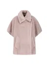 Max Mara Buttoned Collar Faux Fur Short Sleeve Jacket In Pink