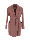 Max Mara Belted Jacket In Pink