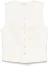 Max Mara Tailored Vest With V-neck And Tie Back In White