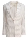 Max Mara Striped Blazer With Front Pockets And Lapels In White