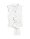 Max Mara Sleeveless V-neck Vest Tie Detail In White