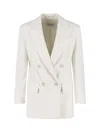 Max Mara Tailored Double-breasted Jacket Flap Pockets In White