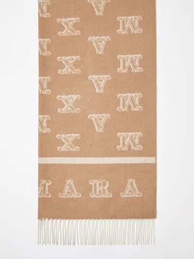 Max Mara Jacquard Camel Colour Stole In 088 Camel