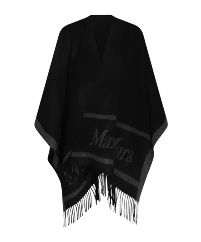 Max Mara Jacquard Cape In Black