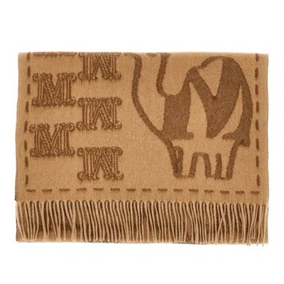 Max Mara Jacquard Cashmere Scarf In Brown