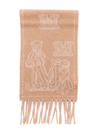Max Mara Jacquard Cashmere Scarf In Neutrals
