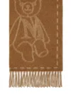 Max Mara Cozy Teddy Bear Patterned Fringed Scarf In Brown