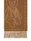 Max Mara Cozy Teddy Bear Patterned Fringed Scarf In Brown