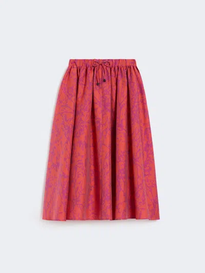 Max Mara Jacquard Cotton And Silk Midi Skirt In Red