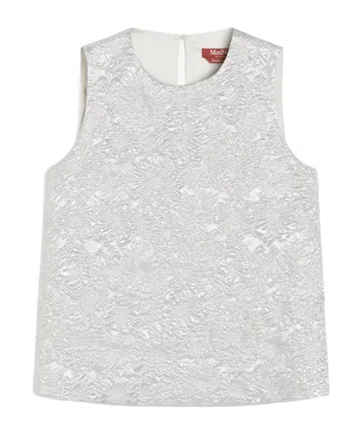 Max Mara Jacquard Crew-neck Top In White