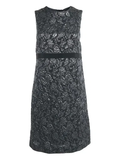 Pre-owned Max Mara Jacquard Floral Mini Dress In Black
