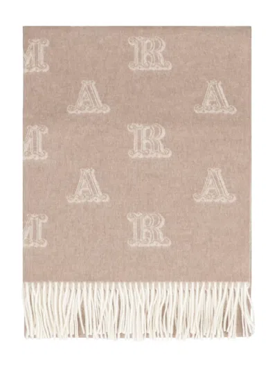 Max Mara Jacquard Frayed Scarf In Neutral