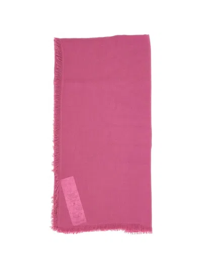 Max Mara Jacquard Fringed-trim Scarf In Pink