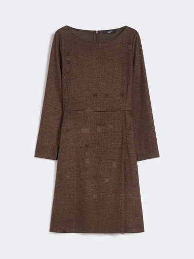 Max Mara Jacquard Jersey Dress In Brown