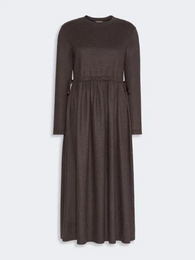 Max Mara Jacquard Jersey Long Dress In Brown