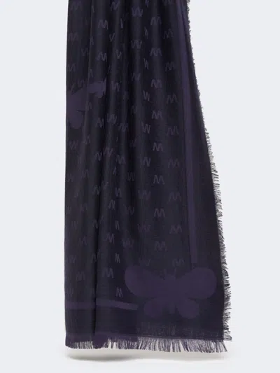 Max Mara Jacquard-knit Viscose And Wool Shawl In Blue