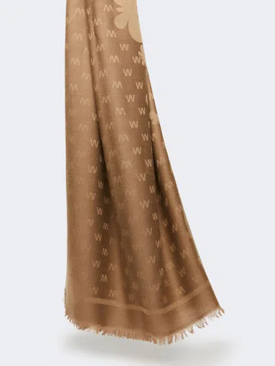 Max Mara Jacquard-knit Viscose And Wool Shawl In Brown