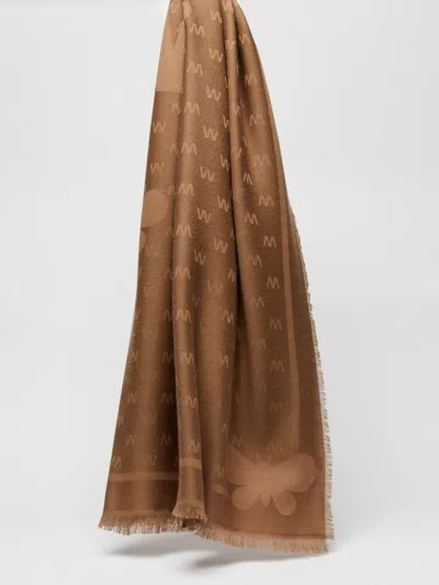 Max Mara Jacquard-knit Viscose And Wool Shawl In Brown