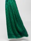 Max Mara Jacquard-knit Viscose And Wool Shawl In Emerald