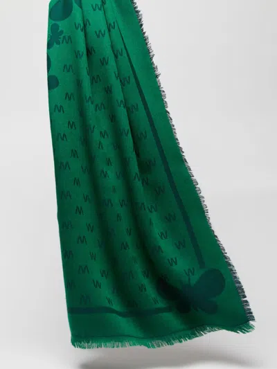 Max Mara Jacquard-knit Viscose And Wool Shawl In Green