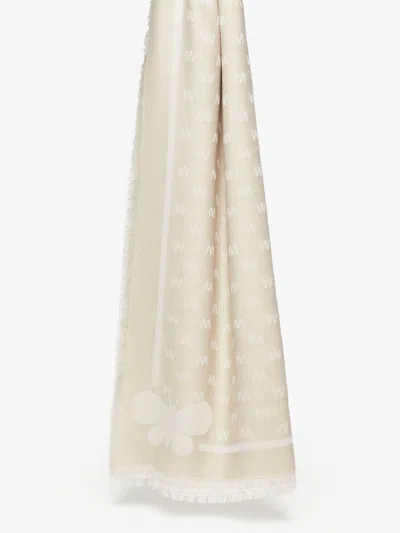Max Mara Jacquard-knit Viscose And Wool Shawl In White