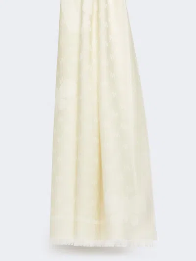 Max Mara Jacquard-knit Viscose And Wool Shawl In White