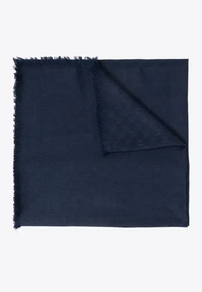 Max Mara Jacquard-knit Wool Blend Scarf In Blue