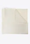Max Mara All-over Logo Patterned Frayed Edge Scarf In White