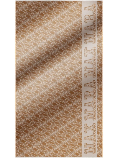 Max Mara Jacquard-knit Wool, Silk And Linen Stole In Gold