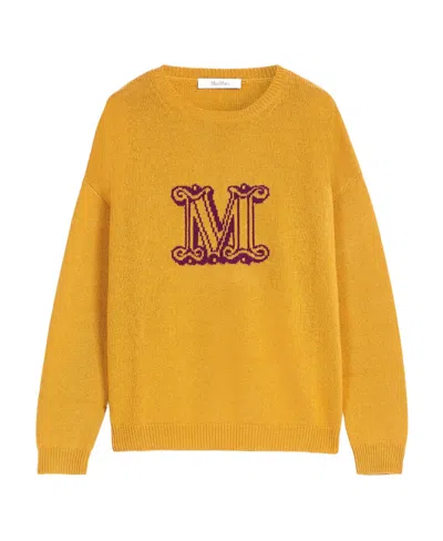 Max Mara Jacquard Knitted Sweater In Orange