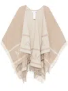 Max Mara Jacquard Logo-decorated Poncho In Neutrals