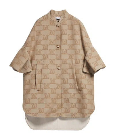 Max Mara Jacquard M-letter Cloak In Nude
