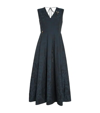 Max Mara Jacquard Midi Dress In Blue