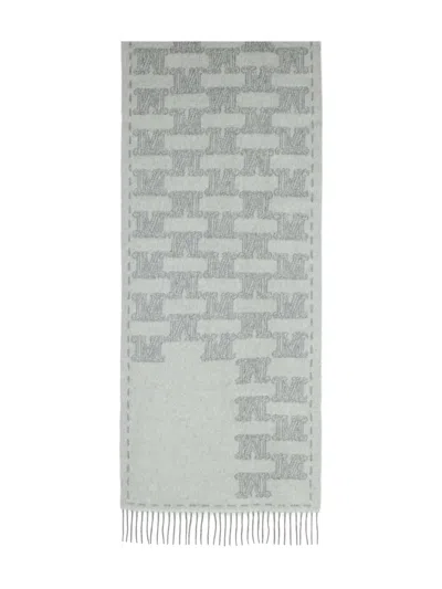 Max Mara Jacquard-monogram Cashmere Scarf In Green