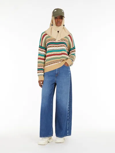 Max Mara Jacquard-patterned Cotton Sweater In Neutral