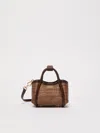 Max Mara Jacquard Raffia-effect Fabric Mini Marine Bag In Tobacco