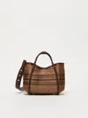 Max Mara Jacquard Raffia Fabric Extra-small Marine Bag In Tobacco