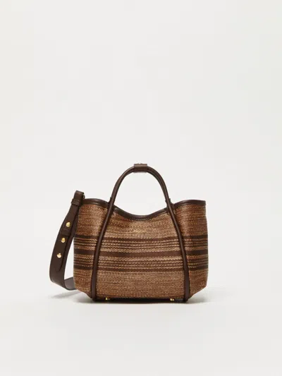 Max Mara Jacquard Raffia Fabric Extra-small Marine Bag In Brown