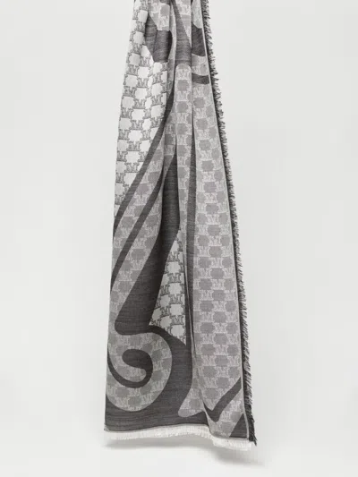 Max Mara Jacquard Silk And Wool Stole In Black