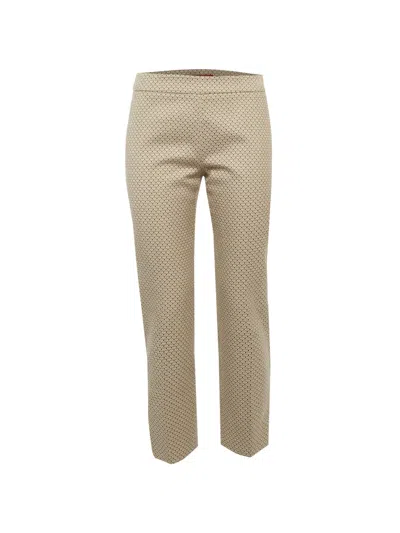 Pre-owned Max Mara Jacquard Slim-fit Trousers In Neutral