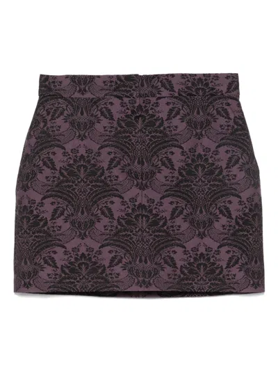 Max Mara Jacquard Technical Wool Mini Skirt In Brown