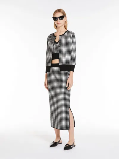 Max Mara Jacquard Viscose Pencil Skirt In Black