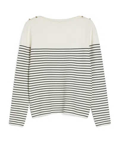 Max Mara Striped Viscose Sweater In Black