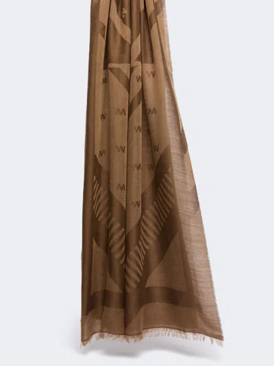 Max Mara Jacquard Wool And Modal Stole In Brown