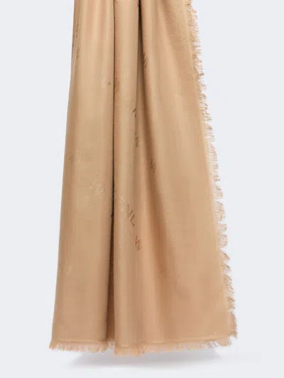 Max Mara Jacquard Wool And Silk Shawl In Camel