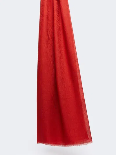 Max Mara Jacquard Wool And Silk Yarn Stole In Red