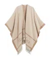 Max Mara Sandy Color Jacquard Wool Poncho In Nude
