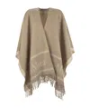 Max Mara Fringed Wool Cloak In Nude
