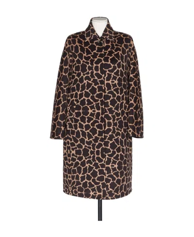 Max Mara Jacquard Wool Coat In Brown